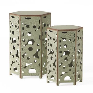 Christopher Knight Home Parrish Iron Accent Tables 2-Pcs Set Antique Green - Picture 1 of 5