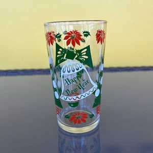 Vtg Continental Can Co 5” Merry Christmas Happy New Year Glass Red Green White - Picture 1 of 8