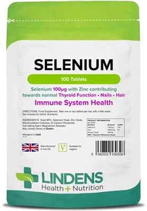 Selenium 100mcg with Zinc 100 Tablets Thyroid Immune Hair Nails Lindens - Picture 1 of 6