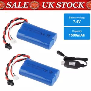 2Pcs 7.4V 1500mAh 15C 2s Li-Ion Battery Connector for 4WD RC Car Boat - Picture 1 of 12