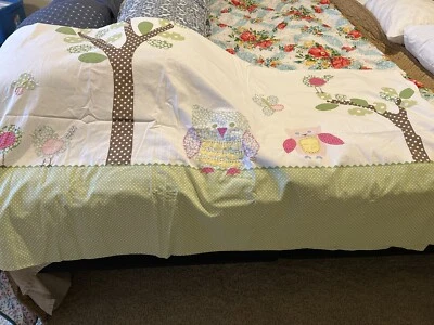 Cortina de ducha de tela "Hayley" Pottery Barn Kids de segunda mano búhos/hojas Foto 1 de 4