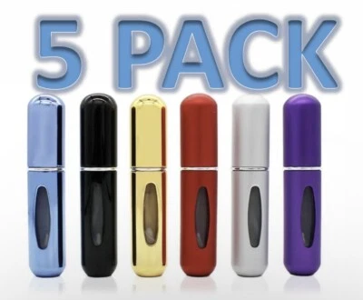 Pack Of 5 5ml Perfume Atomiser Aftershave Travel Refilable Portable Spray Bottle