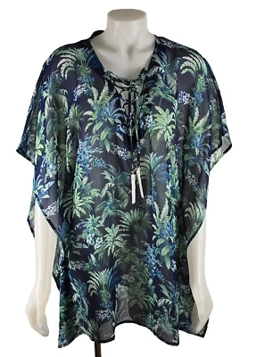 NUEVO CON ETIQUETAS - Túnica floral con cordones Tommy Bahama Palm talla S/M Foto 1 de 4