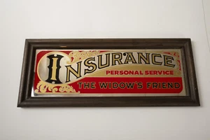 Framed Insurance Mirror (N4L) The Widow's Friend (JSF6) Vintage Personal Service - Picture 1 of 10