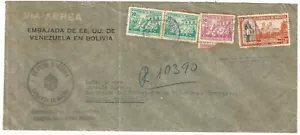 Bolivia: Cover from la Paz to Venezuela diplomatic, air mail, hispano...BO03 - Picture 1 of 2