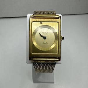 Vintage Benrus UNTESTED Quartz Citation Tank Watch Rectangle Speidel Band - Picture 1 of 24