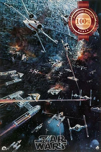 STAR WARS X-WING DOG FIGHT OIL PAINTING CLASSIC ART PRINT PREMIUM POSTER - Picture 1 of 4