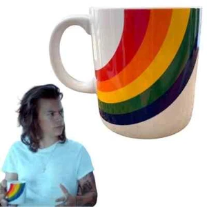 Pair Rainbow Mugs Harry Styles Famous from Video FTD Vintage 80s LGBTQ+ 2 Cups - Picture 1 of 23