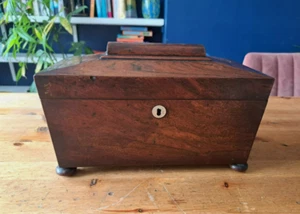 Vintage Victorian Tea Sarcophagus Shape Caddy - Rosewood - Picture 1 of 5