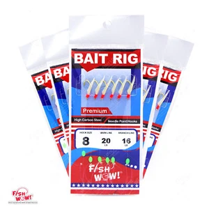 5pks Size 8 Fish WOW! Sabiki Bait Rig Fish Skin Gold 6 hooks Premium Piscatore - Picture 1 of 3