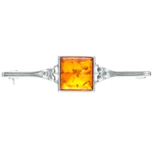Broche ámbar báltico genuino de plata de ley 925 - Imagen 1 de 1