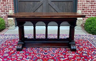 Antique French Dining Table Draw Leaf Table Carved Oak SUPERB Mid-19th C Tall - Image 1 of 4