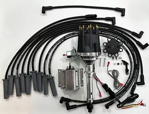 CADILLAC 429 1964-65 SMALL BLACK CAP HEI DISTRIBUTOR + 60K COIL +USA 8.5mm WIRES - Picture 1 of 18