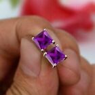 2Ct Lab Created Amethyst Cushion Cut 14k White Gold Plated Women's Stud Earring