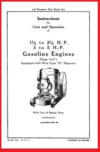 IHC 1/2 2-1/2 3 5 HP IH Model LA Stationary Engine International Owner's Manual - Picture 1 of 9
