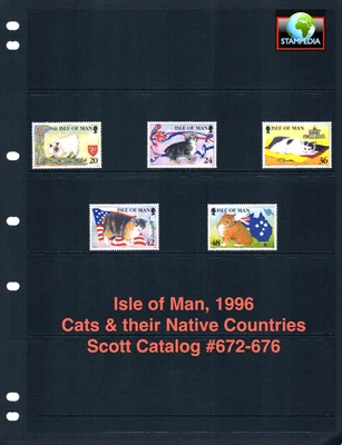 $4.80 Scott Value - 1996 ISLE OF MAN GB UK Pets Cats Breeds CV MNH NH UMM - Image 1 of 4