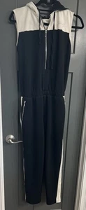 Juicy Couture Track Jumpsuit Small Hooded Sleeveless Black W/ White - Picture 1 of 6