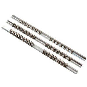 Juego de rieles de enchufe 1/4" 3/8" 1/2" unidad, sostiene 42 enchufes en 3 rieles de soporte de almacenamiento - Imagen 1 de 10