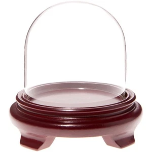 Cúpula de exhibición de vidrio Plymor de 4" x 4" (base con patas de chapa de madera roja) - Imagen 1 de 1