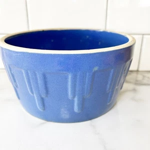 Vintage Antique Red Wing Blue Stoneware Crock 7" Bowl Cactus Pattern MCM - Picture 1 of 9