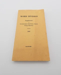 Word Division Supplement To U.S. Government Printing Office Style Manual (1962)  - Picture 1 of 8