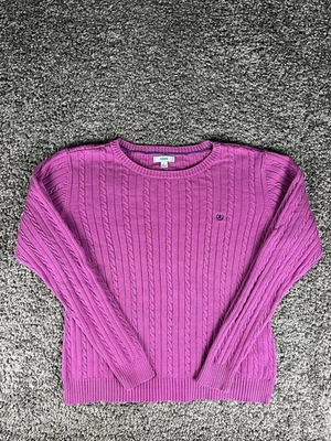 Suéter tejido con cable Izod para mujer grande púrpura 100 % algodón Foto 1 de 4