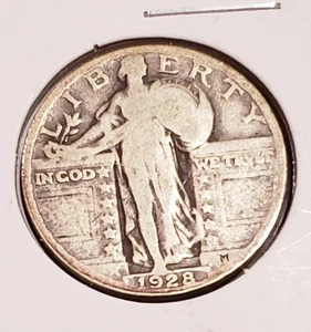 1928 Silver 90% Standing Liberty Quarter Dollar KM#145 - Picture 1 of 2