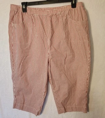 Dream Jeannes Women's 2XL Red & White Striped Capri Pants Quacker Factory  - Image 1 of 4
