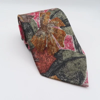 Pierre Cardin Polyester Tie Pink Green Abstract 3" Wide 56" Long USA - Image 1 of 4