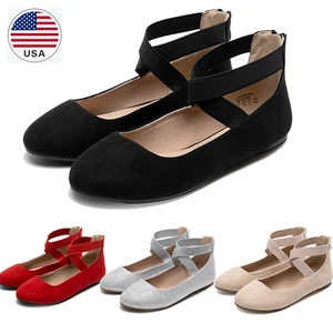 Women Elastic Ankle Strap Ballet Flat Comfortable Slip On Office Work Flat Shoes - Picture 1 of 56