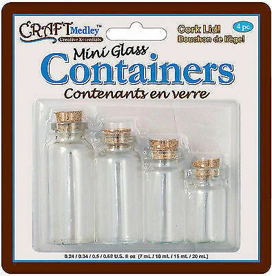 Multicraft Imports Mini Glass Containers With Cork Lid 204782