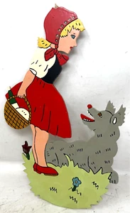 Bild DDR Märchen Rotkäppchen und der Wolf Preßspan Laubsägearbeit Wandbild - Bild 1 von 5