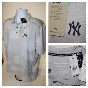 NWT $128 TOMMY BAMAMA Islandzone New York yankees Floral Polo Golf Shirt Size L - Picture 1 of 8