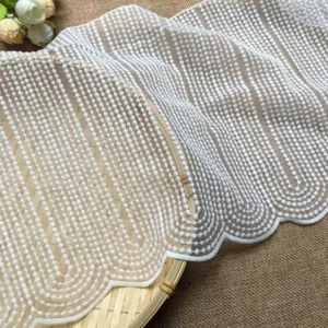 Cinta de tul floral con ribete de encaje blanco bordado de 8,3" de ancho 1 yarda encaje de boda - Imagen 1 de 2