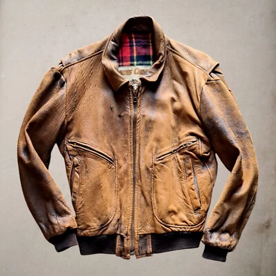 Giubbotto pelle Chevignon colore marrone cuoio vintage anni 90 taglia M - Imagen 1 de 4