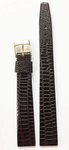 FRENCH VINTAGE 12MM BROWN GENUINE LEATHER STRAP BAND GOLD TONE BUCKLE NOS FRANCE - Picture 1 of 7