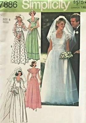 1970's VTG Simplicity Misses' Bridal, Bridesmaid Dress Pattern 7886 Size 8 UNCUT - Image 1 of 2