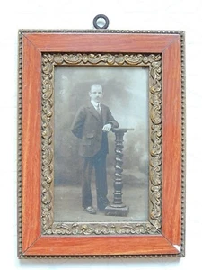 Charmant petit cadre ancien en stuc doré et bois - Rectangle Portrait - Picture 1 of 3