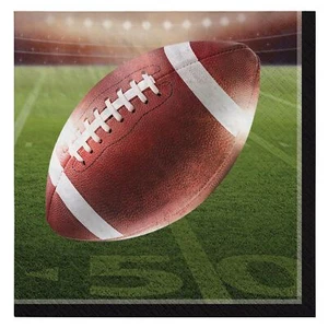 Go Fight Win Football Over Field 9.75IN Square Paper Beverage Napkins, 36 CT,... - Picture 1 of 1