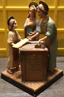 Vintage Religious Jesus Figurine Decor Workshop Family Prays Together Woodwork
