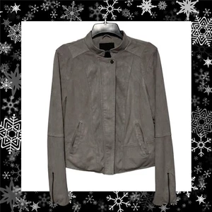 Gray Moto Jacket Medium Faux Suede Maurices Women’s Riding Gear Hidden Zipper - Picture 1 of 12