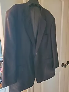 Studio Milano Mens Suit Jacket And Pant Charcoal Black 50R Two Button Notch Wool - Picture 1 of 13
