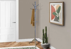 Cleo Wooden Coat Stand with 9 Hooks-Solid Wood in Grey Finish-CR18GY - Picture 1 of 5