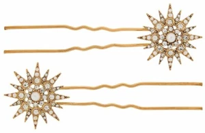 Accessorize 2X Pearly Star Crystal Rhinestone Glitter Clips Monsoon - Picture 1 of 1