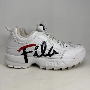 Fila Disruptor II Script White Women’s Size 10 Leather Shoes FM00403-125 - Picture 1 of 12