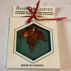 Real Leaves Canadian Copper Covered Maple Leaf Christmas Ornament Canada - Picture 1 of 4