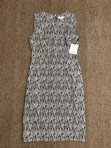 NEW Calvin Klein Women Black & White Sleeveless Sheath Dress Size 6 Knee Length  - Picture 1 of 8