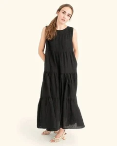 J. Crew Black Casual 100% Cotton Sleeveless Knit Maxi Dress Women's Size S - Picture 1 of 10