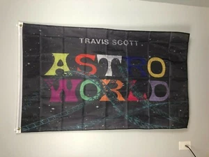 ASTROWORLD Travis Scott Rap Album schwarz 3 x 5 Fuß Flagge Banner Wandteppich Houston Schlafsaal - Bild 1 von 7