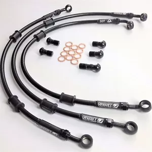 HONDA XRV750 AFRICA TWIN 1990-03 VENHILL F&R braided brake lines hoses RACE - Picture 1 of 4